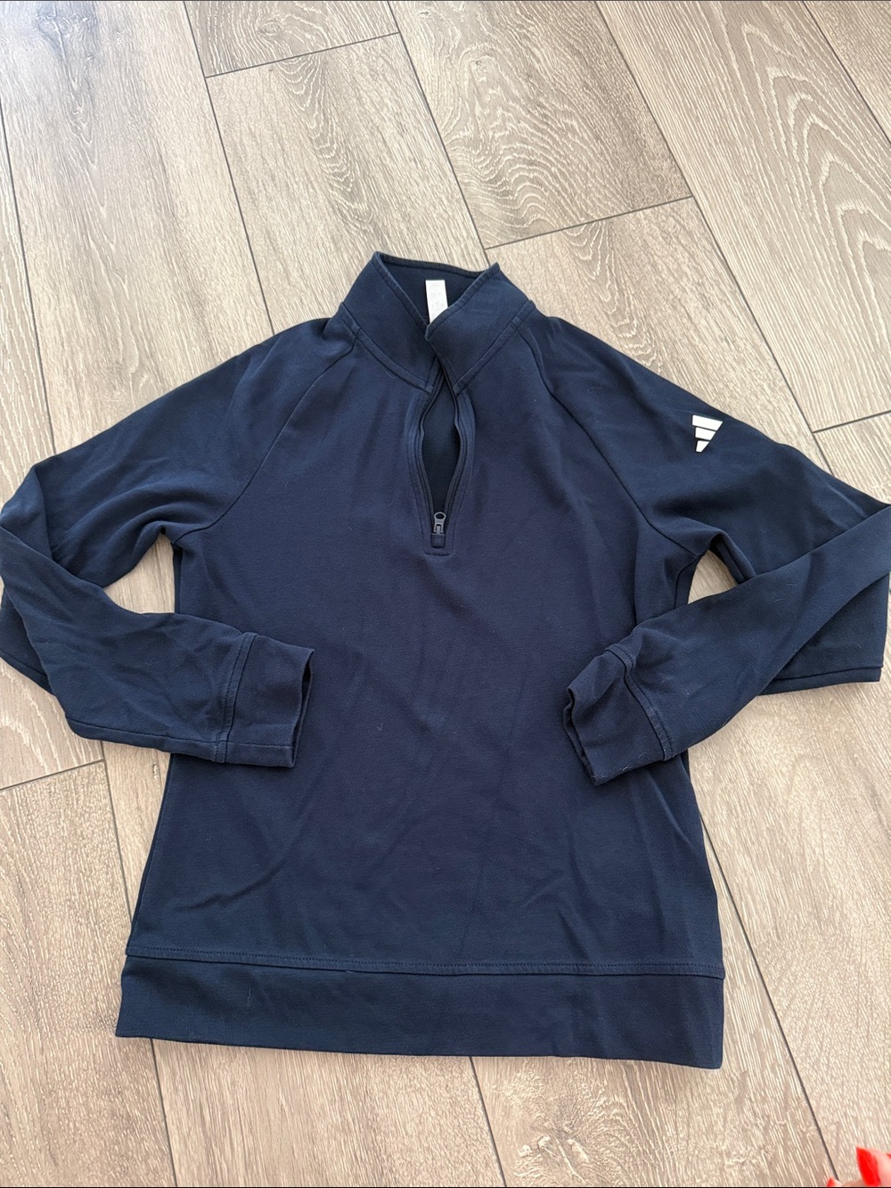 adidas Navy Zip-Up Pullover with Stand Collar